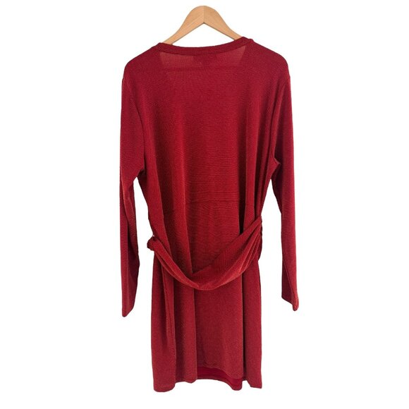 Michael Kors Red Gold Metallic Knit Stretch Dress w/Sash Tie Size XXL 2X 20 Plus - Picture 2 of 11